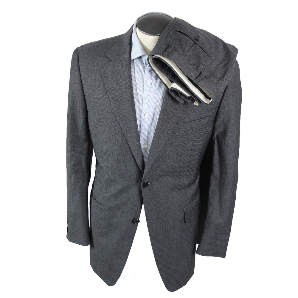 CANALI 2 piece SUPER 120 grey herringbone suit 40R